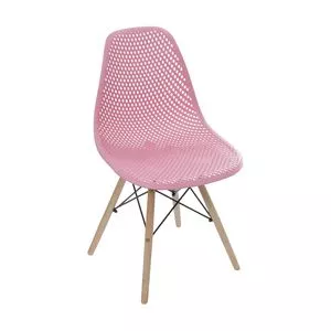 Cadeira Eames Colmeia<BR>- Rosa & Madeira Clara<BR>- 82,5x46,5x42cm<BR>- Or Design