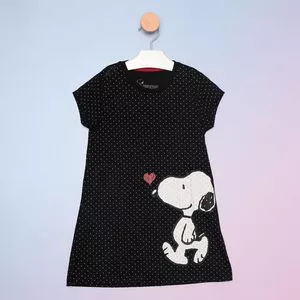 Camisola Infantil Snoopy® Poá<BR>- Preta & Branca<BR>- Danka Pijamas