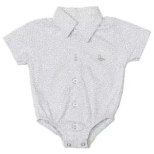 Camisa Infantil Folhagens<BR>- Cinza Claro & Branca<BR>- La Baby