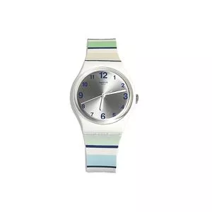 Relógio Analógico GW189<BR>- Branco & Azul<BR>- Swatch
