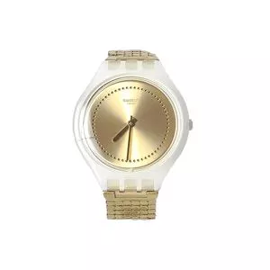 Relógio Analógico SVOW104GB<BR>- Branco & Dourado<BR>- Swatch