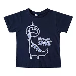 Camiseta Infantil Dinossauro<BR>- Azul Marinho & Azul Claro<BR>- Tip Top