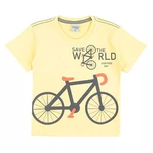Camiseta Bicicleta<BR>- Amarelo Claro & Cinza Escuro<BR>- Didiene