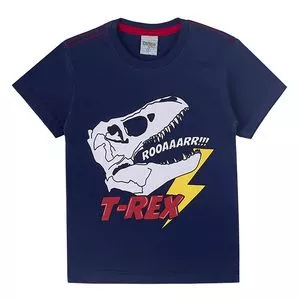 Camiseta T-Rex<BR>- Azul Marinho & Vermelho Escuro<BR>- Didiene