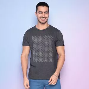 Camiseta Geométrica<BR>- Cinza & Branca