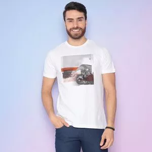 Camiseta Abstrata<BR>- Branca & Laranja