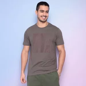 Camiseta Poá<BR>- Cinza Escuro & Vinho