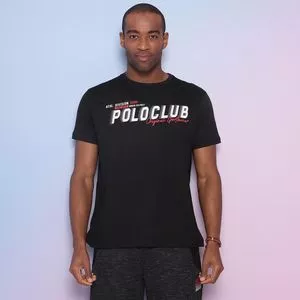Camiseta Polo Club<BR>- Preta & Branca
