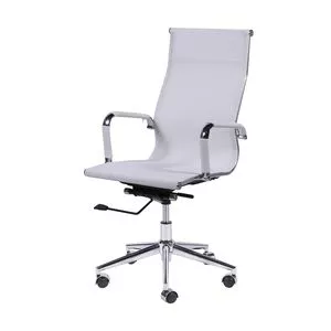 Cadeira Office Tela<BR>- Branca & Prateada<BR>- 112,5x61x47cm<BR>- Or Design