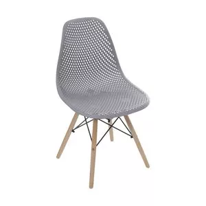 Cadeira Eames Colmeia<BR>- Cinza & Madeira<BR>- 82,5x46,5x42cm<BR>- Or Design