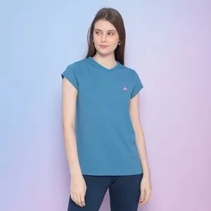 Camiseta Com Logo<BR>- Azul<BR>- Club Polo Collection