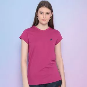 Camiseta Com Logo<BR>- Rosa Escuro<BR>- Club Polo Collection