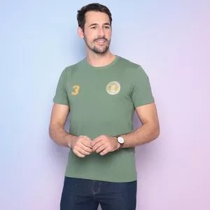 Camiseta 3<BR>- Verde Militar & Dourada<BR>- Club Polo Collection