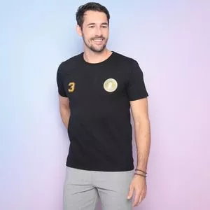 Camiseta 3<BR>- Preta & Dourada<BR>- Club Polo Collection