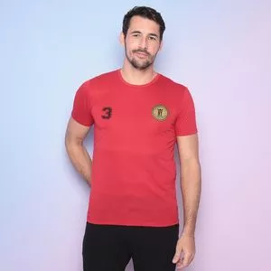 Camiseta 3<BR>- Vermelha & Preta<BR>- Club Polo Collection