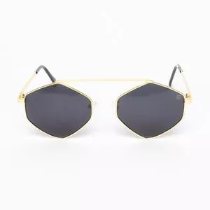 Óculos De Sol Hexagonal<BR>- Dourado & Preto