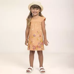 Vestido Infantil Conchas<BR>- Laranja & Amarelo<BR>- Romitex