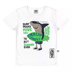 Camiseta Tubarão<BR>- Branca & Verde