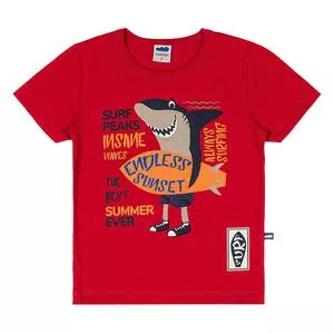 Camiseta Tubarão<BR>- Vermelha & Laranja