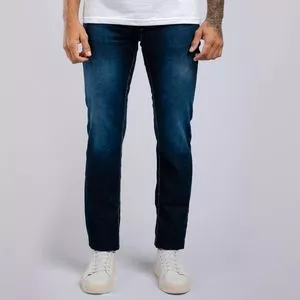 Calça Jeans Skinny Estonada<BR>- Azul Escuro