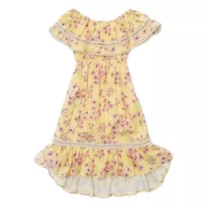 Vestido Infantil Floral<BR>- Amarelo Claro & Rosa Claro<BR>- I Am Just For Little