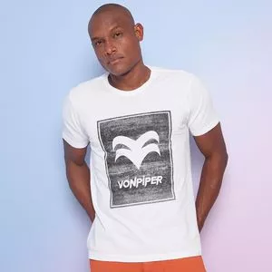 Camiseta Vonpiper® Com Recortes<BR>- Branca & Preta