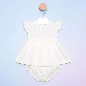 Vestido Infantil Em Tricô<BR>- Off White<BR>- Noruega
