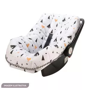 Capa Para Bebê Conforto Ajustável Fox<BR>Branca & Preta<BR>95x65cm<BR>180 Fios<BR>Biramar