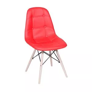 Cadeira Eames Botonê<BR>- Vermelha & Madeira Clara<BR>- 83x44x39cm<BR>- Or Design