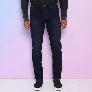 Calça Jeans Skinny Com Recortes<BR>- Azul Marinho