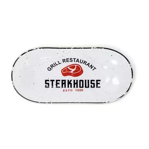 Bowl Steak House<BR>- Branco & Vermelho<BR>- 2x28,5x14cm<BR>- Decor Glass