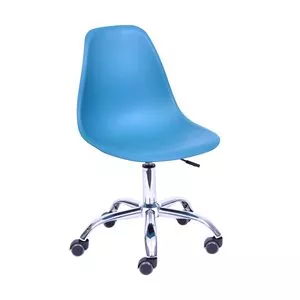 Cadeira Office Eames<BR>- Azul Petróleo & Prateada<BR>- 93x47x41cm<BR>- Or Design