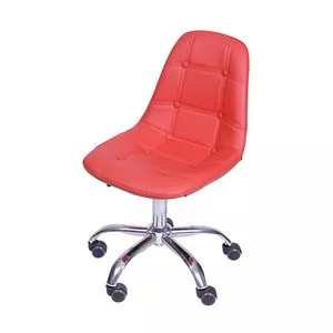 Cadeira Office Eames Botonê<br /> - Vermelha & Prateada<br /> - 83x44x39cm<br /> - Or Design
