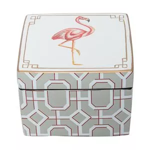Caixa Decorativa Flamingo<BR>- Branca & Cinza<BR>- Ribeiro Pavani