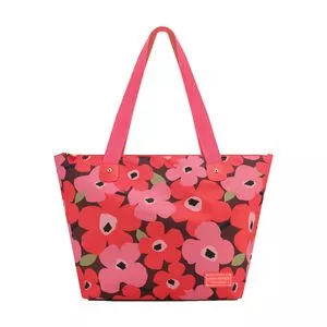 Bolsa Floral Com Tag<BR>- Rosa & Coral<BR>- 30,5x48x18,5cm<BR>- Jacki Design