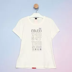 Camiseta Juvenil Com Inscrição<BR>- Off White & Preta