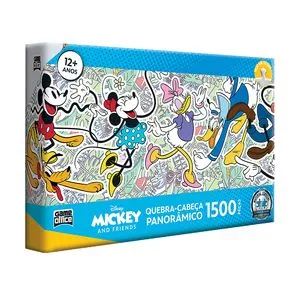 Quebra-Cabeça A Turma Do Mickey<BR>- Azul & Branco<BR>- 1500Pçs<BR>- Toyster