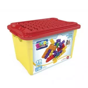 Brinquedo Para Montar Box Block<BR>- Amarelo & Vermelho<BR>- 20Pçs<BR>- Dismat