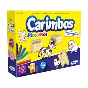 Carimbo Pedagógico Animais Do Sítio<BR>- Amarelo & Azul Marinho<BR>- 6 Carimbos<BR>- Xalingo