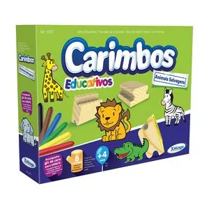 Carimbo Pedagógico Animais Selvagens<BR>- Verde & Azul Marinho<BR>- 6 Carimbos<BR>- Xalingo