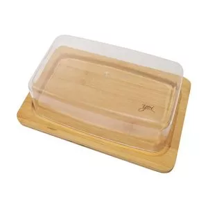 Porta Manteiga Com Inscrição<BR>- Incolor & Bege Claro<BR>- 5x19,5x13cm<BR>- Yoi