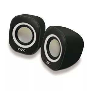 Speaker SK100 Round<BR>- Preto & Branco<BR>- 8,8x8,8x16cm<BR>- P2 - USB<BR>- Newex