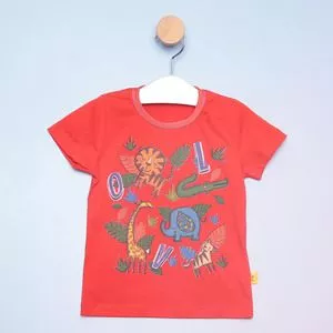 Camiseta Infantil Bichinhos<BR>- Vermelha & Verde