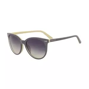 Óculos De Sol Arredondado<BR>- Cinza & Bege Claro<BR>- Calvin Klein