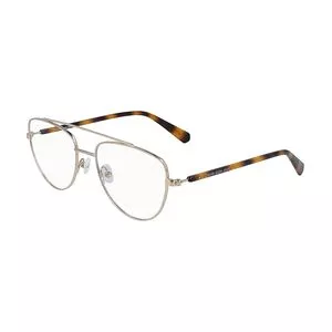 Armação Aviador Para Óculos De Grau<BR>- Dourada & Amarela<BR>- Calvin Klein