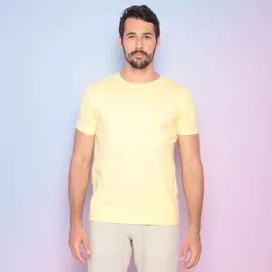 Camiseta Com Bordado<BR>- Amarelo Claro