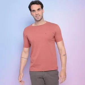 Camiseta Com Bordado<BR>- Coral