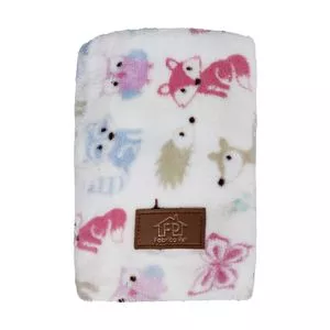 Cobertor Em Plush Raposinhas<BR>- Off White & Rosa<BR>- 73x88cm<BR>- Fabrica Pet