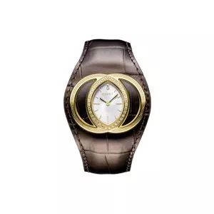 Relógio Analógico V105<BR>- Marrom Escuro & Dourado<BR>- Versace Relógio
