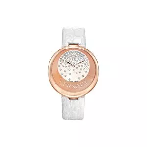Relógio Analógico V227<BR>- Rosê Gold & Branco<BR>- Versace Relógio